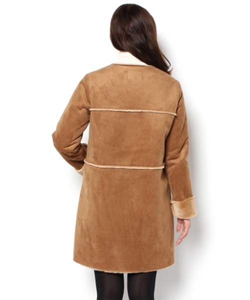 Chico（チコ）の「【who's who Chico】フェイクムートンノーカラーコート（ムートンコート・レディース・キャメル/ブラウン/ネイビー・FREE）」の16枚目の写真