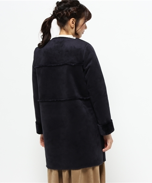 Chico（チコ）の「【who's who Chico】フェイクムートンノーカラーコート（ムートンコート・レディース・キャメル/ブラウン/ネイビー・FREE）」の6枚目の写真