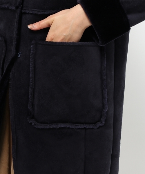 Chico（チコ）の「【who's who Chico】フェイクムートンノーカラーコート（ムートンコート・レディース・キャメル/ブラウン/ネイビー・FREE）」の9枚目の写真