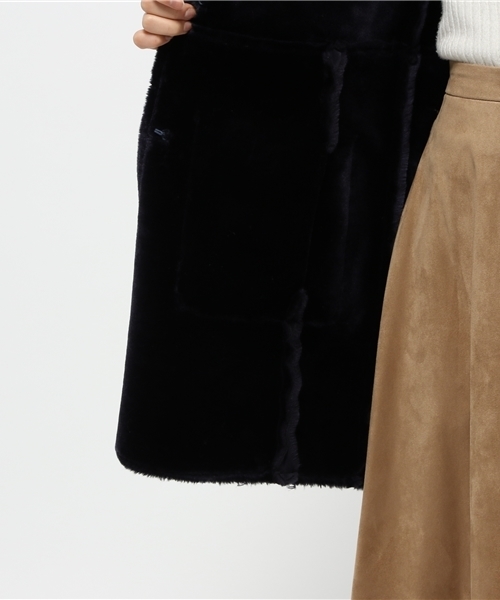 Chico（チコ）の「【who's who Chico】フェイクムートンノーカラーコート（ムートンコート・レディース・キャメル/ブラウン/ネイビー・FREE）」の12枚目の写真