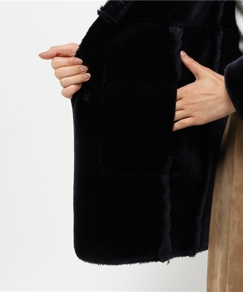 Chico（チコ）の「【who's who Chico】フェイクムートンノーカラーコート（ムートンコート・レディース・キャメル/ブラウン/ネイビー・FREE）」の13枚目の写真