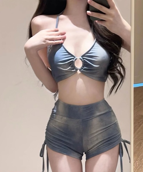 Ulysses（ユリシス）の「ホルターネックタンキニ　シアートップス付き（水着・レディース・ブルー・M/L）」の4枚目の写真