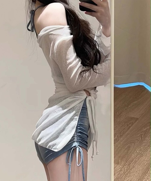 Ulysses（ユリシス）の「ホルターネックタンキニ　シアートップス付き（水着・レディース・ブルー・M/L）」の6枚目の写真