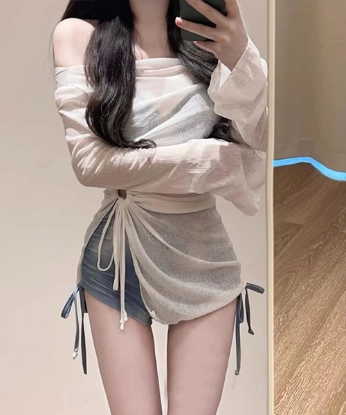 Ulysses（ユリシス）の「ホルターネックタンキニ　シアートップス付き（水着・レディース・ブルー・M/L）」の7枚目の写真