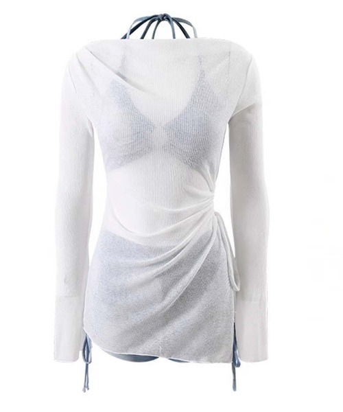 Ulysses（ユリシス）の「ホルターネックタンキニ　シアートップス付き（水着・レディース・ブルー・M/L）」の11枚目の写真