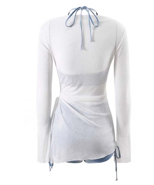 Ulysses（ユリシス）の「ホルターネックタンキニ　シアートップス付き（水着・レディース・ブルー・M/L）」の12枚目の写真