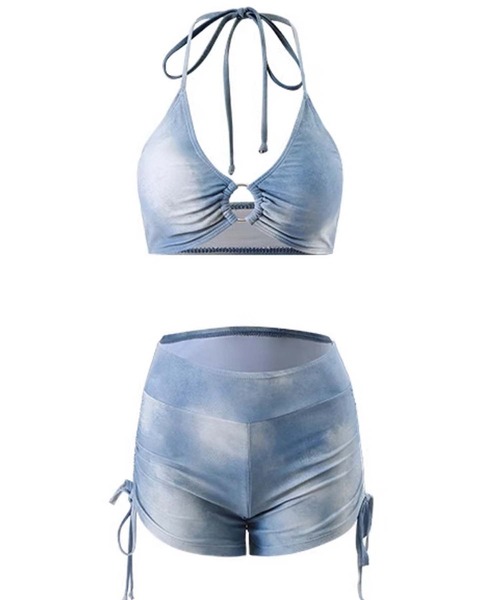 Ulysses（ユリシス）の「ホルターネックタンキニ　シアートップス付き（水着・レディース・ブルー・M/L）」の13枚目の写真