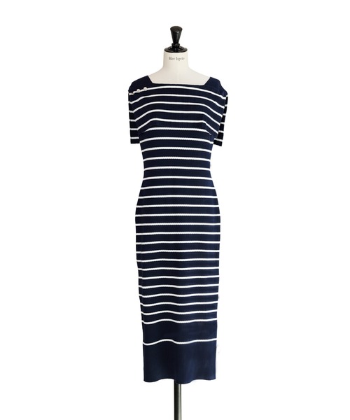 Square Collar Striped Dress（ワンピース）｜Her lip to（ハー