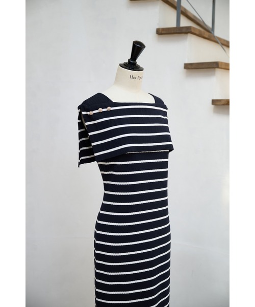Square Collar Striped Dress（ワンピース）｜Her lip to（ハー