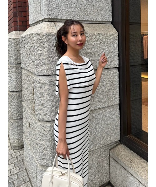 ワンピース Square Collar Striped Dress herlipto Square Collar Striped Dress