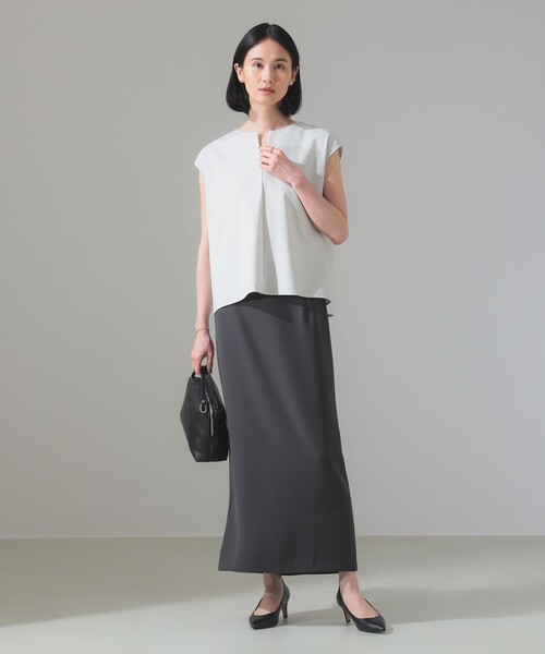 tシャツ キーネック フレンチスリーブ プルオーバー「手洗い可」 レディース セール】キーネック フレンチスリーブ プルオーバー（Tシャツ