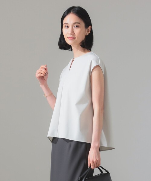 tシャツ キーネック フレンチスリーブ プルオーバー「手洗い可」 レディース セール】キーネック フレンチスリーブ プルオーバー（Tシャツ