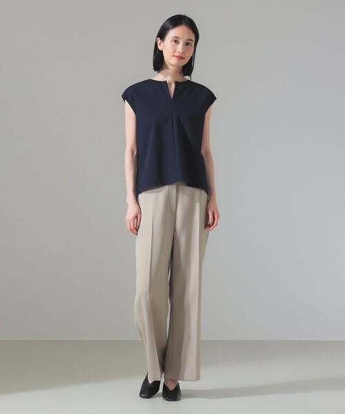 tシャツ キーネック フレンチスリーブ プルオーバー「手洗い可」 レディース セール】キーネック フレンチスリーブ プルオーバー（Tシャツ