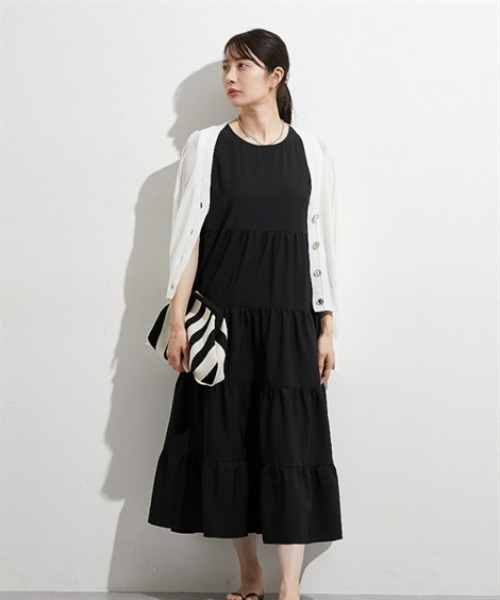 nissen（ニッセン）の「【撥水・UV付】ティアードマキシ丈ワンピース（ワンピース・レディース・ブラック/ラベンダー・M/L/LL）」の7枚目の写真