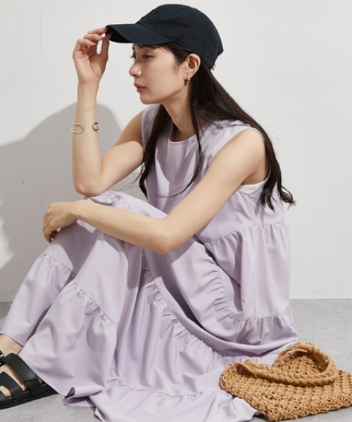nissen（ニッセン）の「【撥水・UV付】ティアードマキシ丈ワンピース（ワンピース・レディース・ブラック/ラベンダー・M/L/LL）」の9枚目の写真