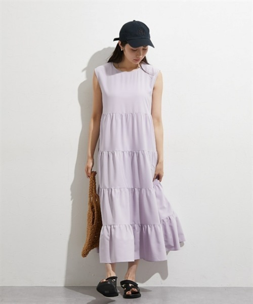 nissen（ニッセン）の「【撥水・UV付】ティアードマキシ丈ワンピース（ワンピース・レディース・ブラック/ラベンダー・M/L/LL）」の13枚目の写真