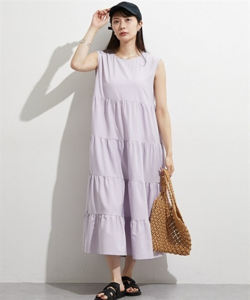 nissen（ニッセン）の「【撥水・UV付】ティアードマキシ丈ワンピース（ワンピース・レディース・ブラック/ラベンダー・M/L/LL）」の14枚目の写真