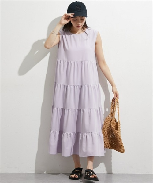 nissen（ニッセン）の「【撥水・UV付】ティアードマキシ丈ワンピース（ワンピース・レディース・ブラック/ラベンダー・M/L/LL）」の15枚目の写真