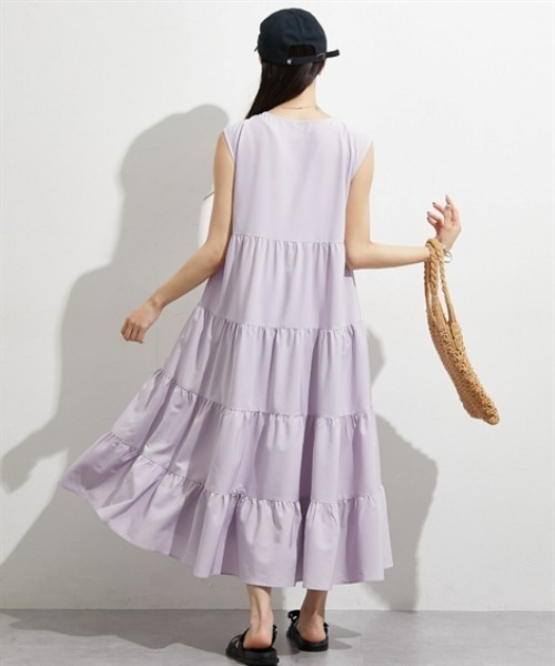 nissen（ニッセン）の「【撥水・UV付】ティアードマキシ丈ワンピース（ワンピース・レディース・ブラック/ラベンダー・M/L/LL）」の17枚目の写真