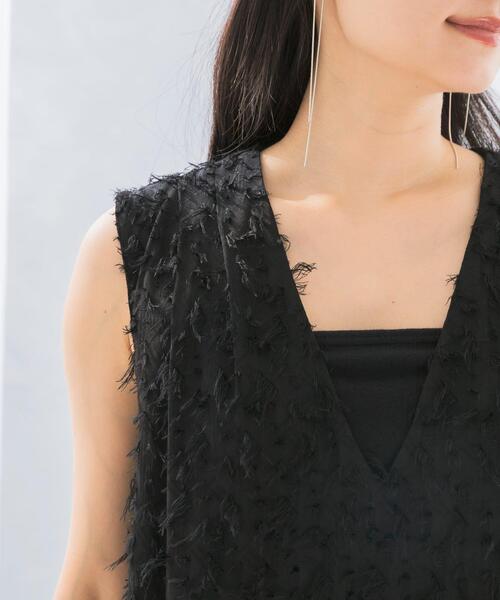 URBAN RESEARCH ROSSO WOMEN（アーバンリサーチ　ロッソ）の「ジャガードVネックワンピース（ワンピース・レディース・アイボリー/ブラック・FREE）」の7枚目の写真