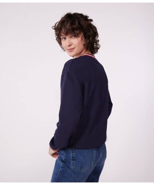 PETIT BATEAU（プチバトー）の「スウェットプルオーバー（スウェット・レディース・ネイビー・SMALL/MEDIUM/LARGE/XX-SMALL）」の2枚目の写真