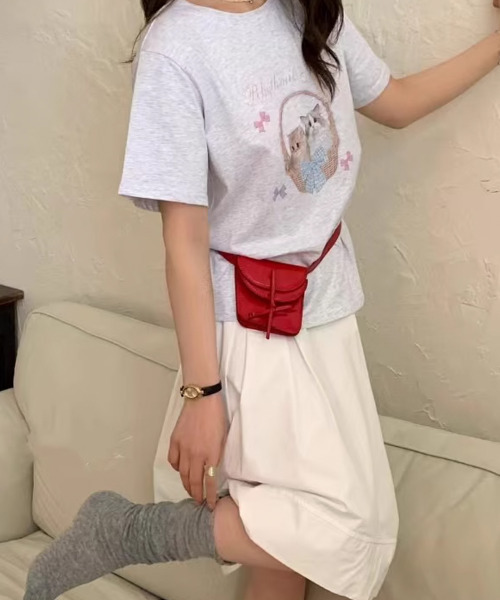 VIVID LADY（ビビッドレディー）の「ネコプリント 半袖カットソー（Tシャツ/カットソー・レディース・ライトグレー/ホワイト/イエロー・FREE）」の15枚目の写真