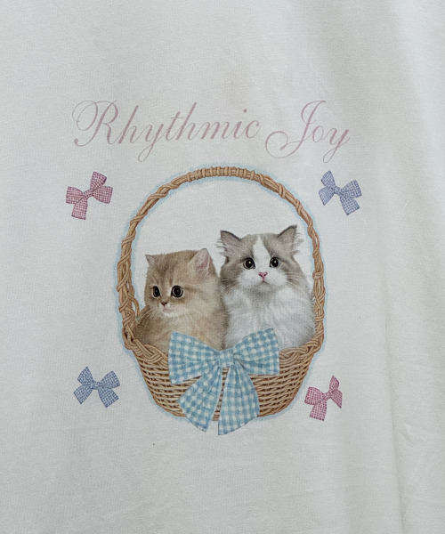 VIVID LADY（ビビッドレディー）の「ネコプリント 半袖カットソー（Tシャツ/カットソー・レディース・ライトグレー/ホワイト/イエロー・FREE）」の17枚目の写真