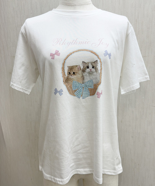 VIVID LADY（ビビッドレディー）の「ネコプリント 半袖カットソー（Tシャツ/カットソー・レディース・ライトグレー/ホワイト/イエロー・FREE）」の20枚目の写真