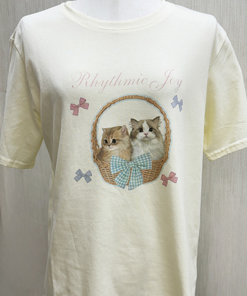 VIVID LADY（ビビッドレディー）の「ネコプリント 半袖カットソー（Tシャツ/カットソー・レディース・ライトグレー/ホワイト/イエロー・FREE）」の21枚目の写真