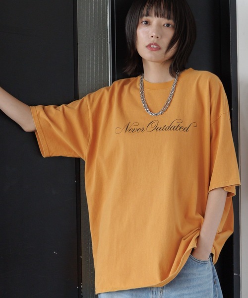 girlish 美品 ボンボリTシャツ VERYStore別注カラーネイビー SITRY tシャツ Girl Embroidery T-shirt/別注 オーバーサイズ