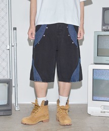 切替バギーデニムショーツ【UNISEX】