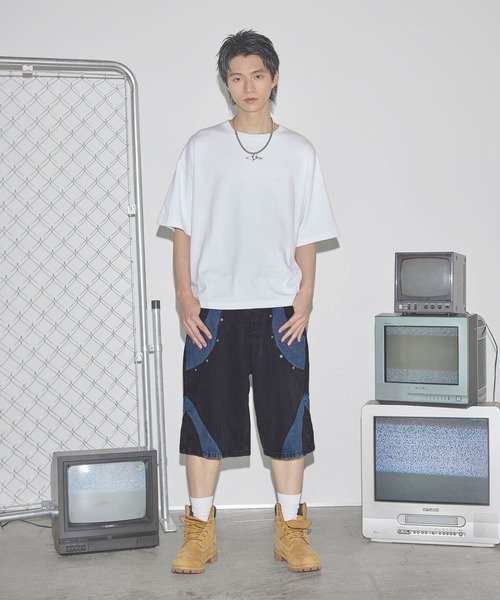 Bershka☆フリンジ付きバギーデニムバミューダショーツ Bershka(ベルシュカ) ハーフ・ショートパンツ(メンズ) - 海外