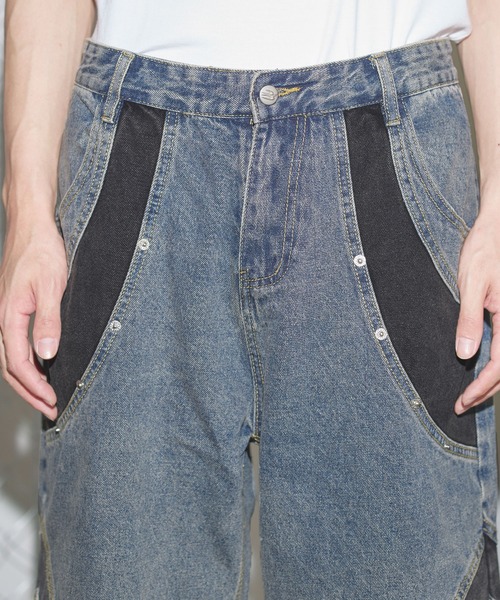 MSG(エムエスジー)の「切替バギーデニムショーツ【UNISEX】(デニムパンツ・メンズ・ブラック/ブルー・M/L/XL)」の4枚目の写真