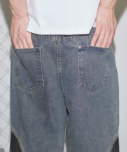 MSG(エムエスジー)の「切替バギーデニムショーツ【UNISEX】(デニムパンツ・メンズ・ブラック/ブルー・M/L/XL)」の7枚目の写真