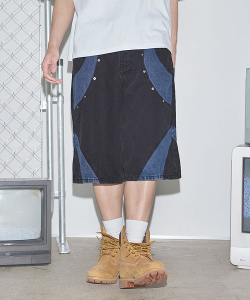 MSG(エムエスジー)の「切替バギーデニムショーツ【UNISEX】(デニムパンツ・メンズ・ブラック/ブルー・M/L/XL)」の9枚目の写真