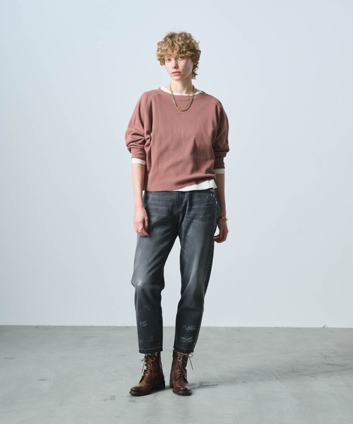 kha:ki（カーキ）の「「KHA:KI / カーキ」HONEYCOMB 8th SLEEVE TOP（Tシャツ/カットソー・レディース・オフホワイト/ブラック/ブラウン・1）」の4枚目の写真