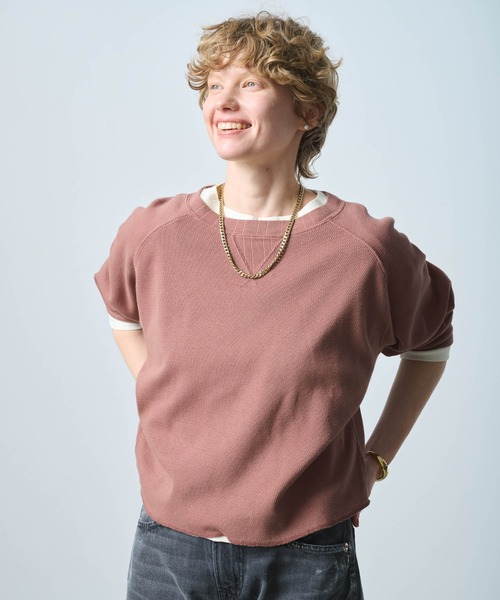 kha:ki（カーキ）の「「KHA:KI / カーキ」HONEYCOMB 8th SLEEVE TOP（Tシャツ/カットソー・レディース・オフホワイト/ブラック/ブラウン・1）」の7枚目の写真