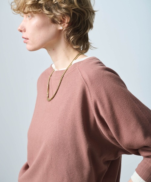 kha:ki（カーキ）の「「KHA:KI / カーキ」HONEYCOMB 8th SLEEVE TOP（Tシャツ/カットソー・レディース・オフホワイト/ブラック/ブラウン・1）」の9枚目の写真