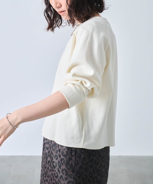 kha:ki（カーキ）の「「KHA:KI / カーキ」HONEYCOMB 8th SLEEVE TOP（Tシャツ/カットソー・レディース・オフホワイト/ブラック/ブラウン・1）」の17枚目の写真