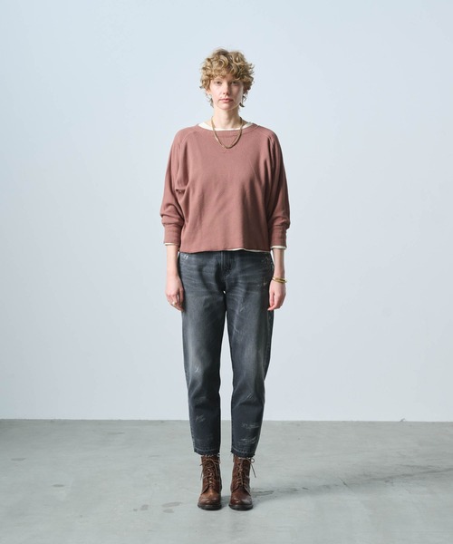 kha:ki（カーキ）の「「KHA:KI / カーキ」HONEYCOMB 8th SLEEVE TOP（Tシャツ/カットソー・レディース・オフホワイト/ブラック/ブラウン・1）」の19枚目の写真