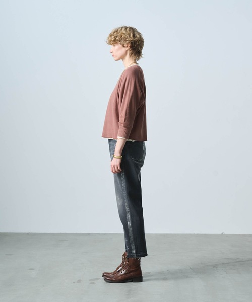 kha:ki（カーキ）の「「KHA:KI / カーキ」HONEYCOMB 8th SLEEVE TOP（Tシャツ/カットソー・レディース・オフホワイト/ブラック/ブラウン・1）」の20枚目の写真