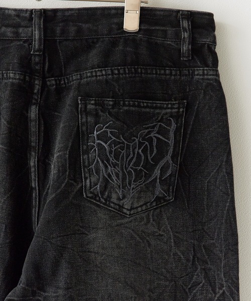 Theater code(シアターコード)の「Washed Crushed Denim Pants/ウォッシュ加工 クラッシュデニムパンツ 秋 秋服メンズ 2026年秋冬(デニムパンツ・メンズ・ブラック・FREE)」の8枚目の写真