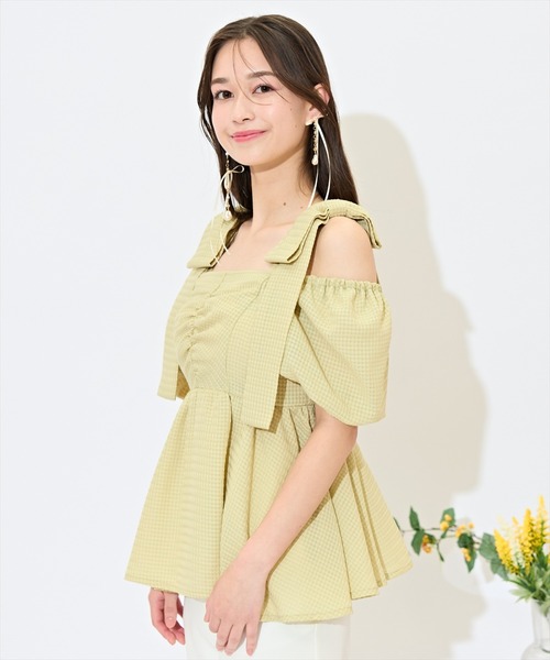 WILLSELECTION（ウィルセレクション）の「2WAYペプラムブラウス（シャツ/ブラウス・レディース・ブラック/オフホワイト/グリーン/ピンク・FREE）」の3枚目の写真