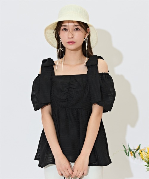WILLSELECTION（ウィルセレクション）の「2WAYペプラムブラウス（シャツ/ブラウス・レディース・ブラック/オフホワイト/グリーン/ピンク・FREE）」の2枚目の写真