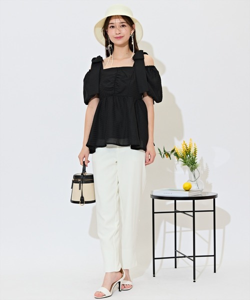 WILLSELECTION（ウィルセレクション）の「2WAYペプラムブラウス（シャツ/ブラウス・レディース・ブラック/オフホワイト/グリーン/ピンク・FREE）」の13枚目の写真