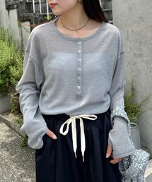 CIAOPANIC TYPY（チャオパニックティピー）の「【一枚でもレイヤードしても◎】2WAYシアーヘンリーネックTEE（Tシャツ/カットソー）」