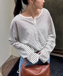 CIAOPANIC TYPY（チャオパニックティピー）の「【一枚でもレイヤードしても◎】2WAYシアーヘンリーネックTEE（Tシャツ/カットソー）」
