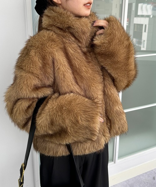 セール】MIXカラーショート丈フェイクファーブルゾン（ブルゾン