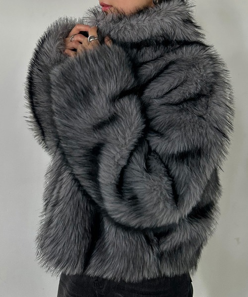 セール】MIXカラーショート丈フェイクファーブルゾン（ブルゾン