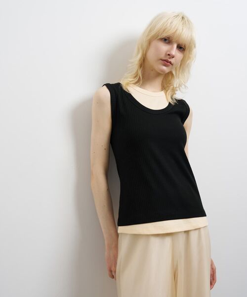 LANVIN en Bleu（ランバンオンブルー）の「レイヤードタンクトップ（Tシャツ/カットソー・レディース・ブラウン/チャコールグレー/ブラック・38）」の2枚目の写真